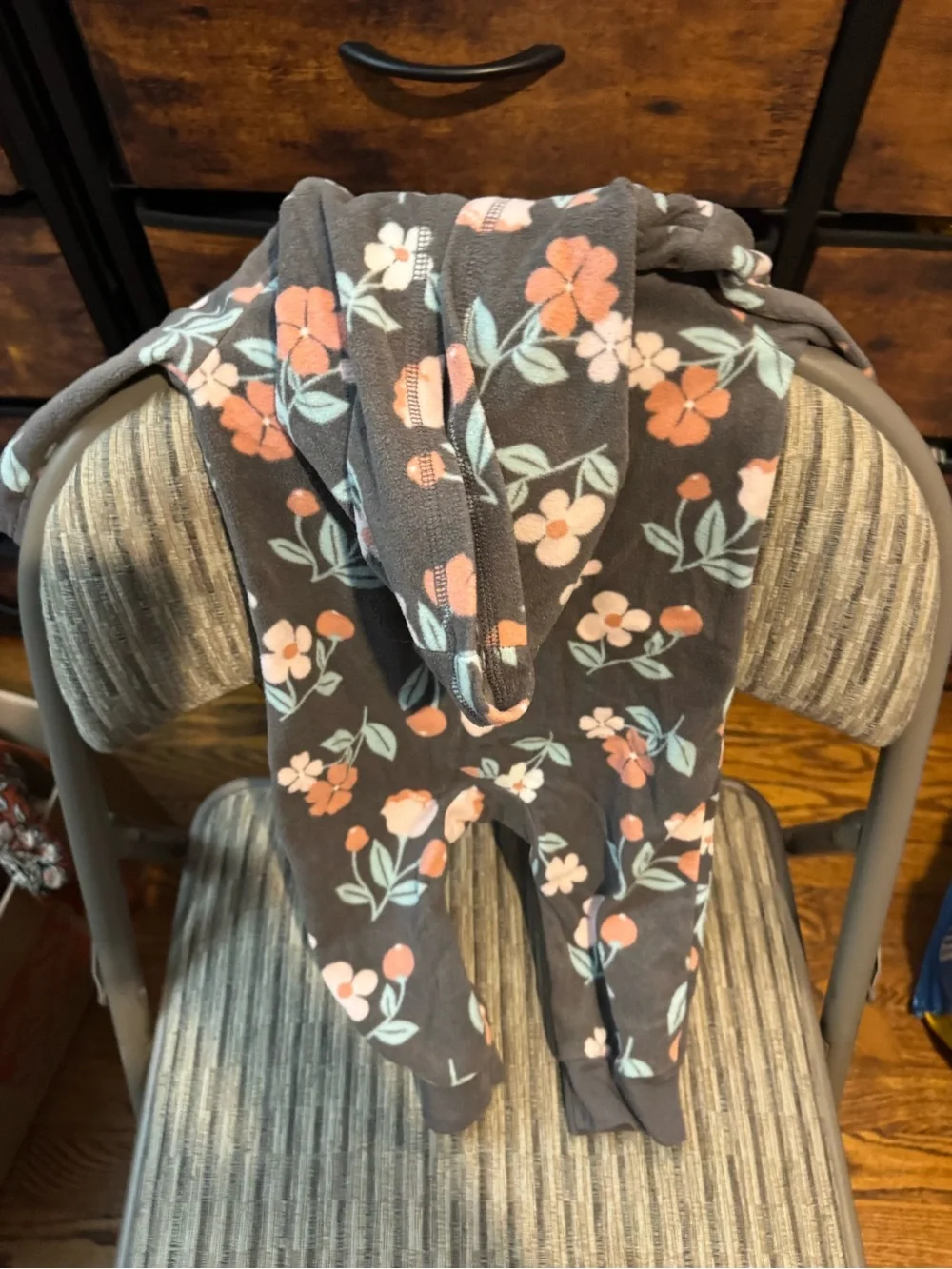 Soft Floral & Bunny Fleece Baby Bunting Duo - Pink & Charcoal 6 months